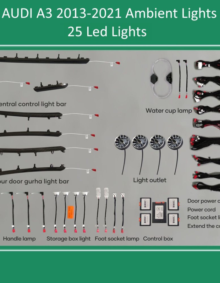 DIQ AMBIENT AUDI A3 (8V) (Digital iQ Ambient Light Audi A3 mod. 2013-2021, 25 Lights with Airvent)