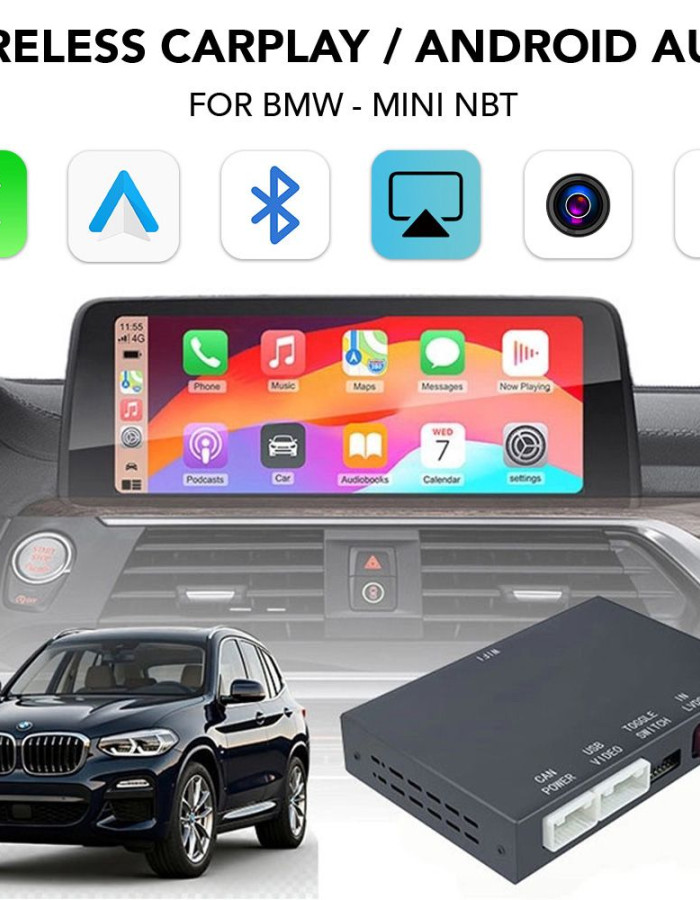 DIGITAL IQ BM 005W CPAA (WIRELESS CARPLAY / ANDROID AUTO BOX for BMW- MINI with NBT system - 2 cameras FRONT - REAR)