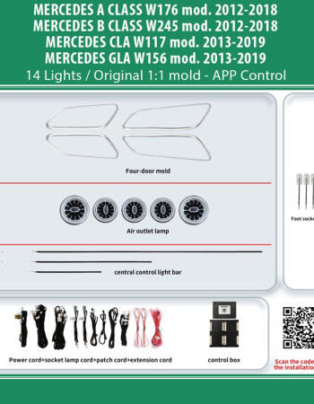 DIQ AMBIENT BENZ BC13M2 (Digital iQ Ambient Light MERCEDES A-B-CLA-GLA mod. 2012-2020, 14 Lights)