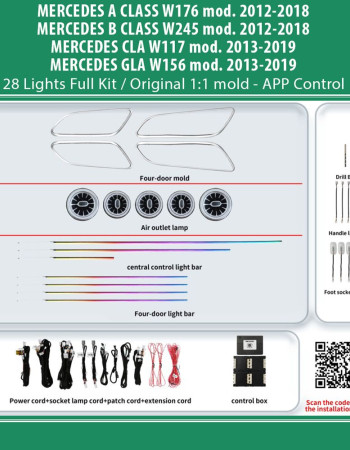 DIQ AMBIENT BENZ BC13M3 FULL KIT (Digital iQ Ambient Light MERCEDES A-B-CLA-GLA mod. 2012-2020, 28 Lights Full Kit)