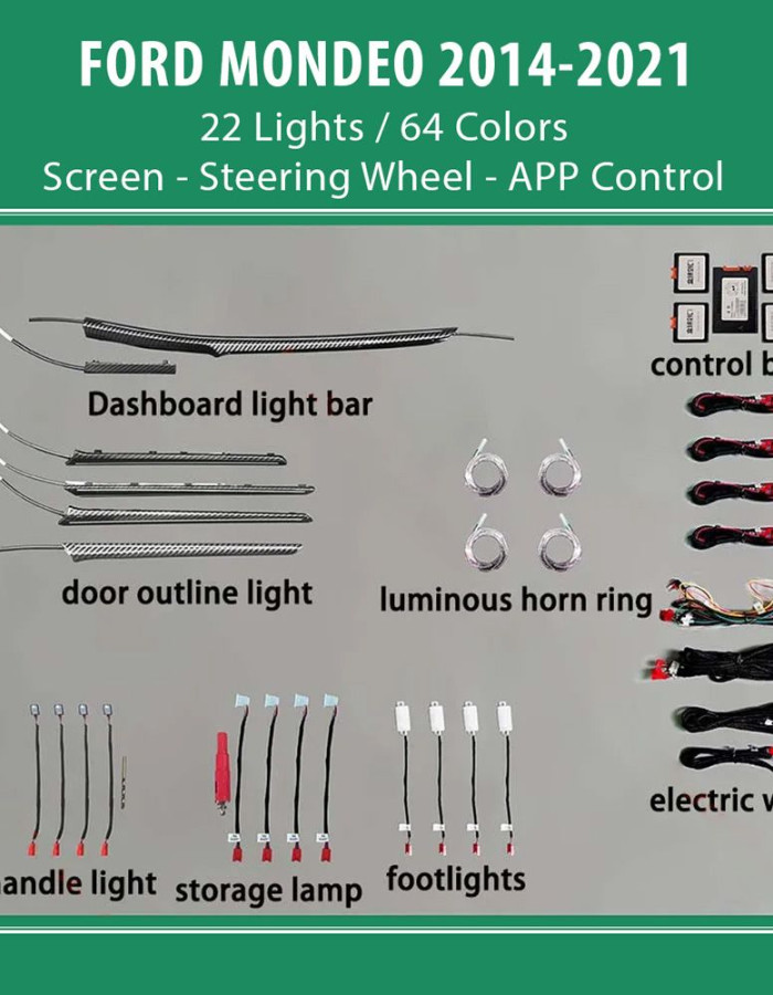 DIQ AMBIENT FORD MONDEO IV mod. 2014-2021 (Digital iQ Ambient Light for Ford Mondeo mod. 2014-2021 with 22 Lights)