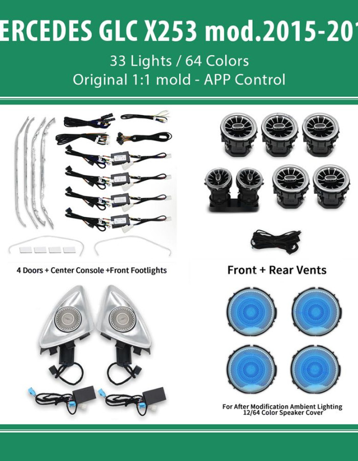 DIQ AMBIENT 8161 DCO - BENZ GLC (X253) (Digital iQ Ambient Light for Mercedes GLC (X253) mod. 2015-2018 with 33 Lights)