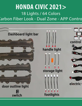 DIQ AMBIENT HONDA CIVIC XI mod. 2021> (Digital iQ Ambient Light for Honda Civic mod. 2021> with 18 Lights)