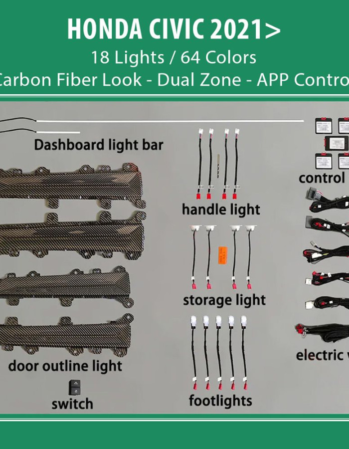 DIQ AMBIENT HONDA CIVIC XI mod. 2021> (Digital iQ Ambient Light for Honda Civic mod. 2021> with 18 Lights)