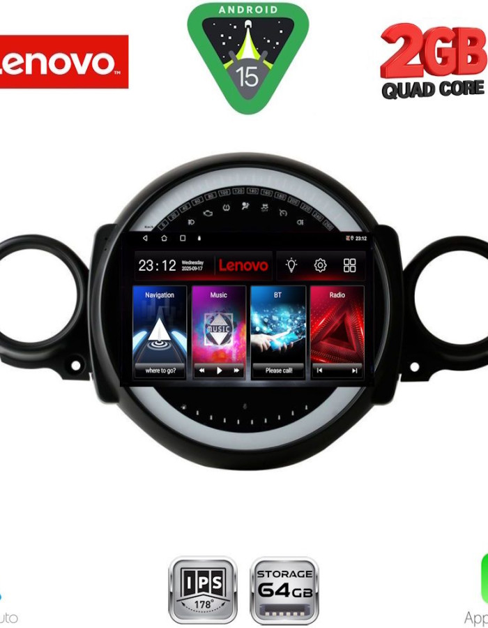LENOVO LVD 2064_CPA (9inc) MULTIMEDIA TABLET for MINI COOPER (R56-R57) mod. 2006-2014 - CLUBMAN (R55) mod. 2007-2014
