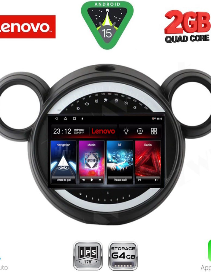 LENOVO LVD 2065_CPA (9inc) MULTIMEDIA TABLET for MINI COUNTRYMAN (R60) mod. 2010-2016 - PACEMAN (R61) mod. 2013-2016