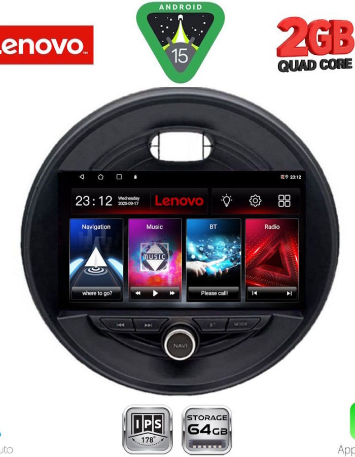 LENOVO LVD 2066_CPA (9inc) MULTIMEDIA TABLET for MINI COOPER (F55-56-F57) mod. 2015-2024 CLUBMAN (F54) mod. 2015-2024 ROADSTER (F59) mod. 2014-2025 COUNTRYMAN (F60) mod. 2016-2025