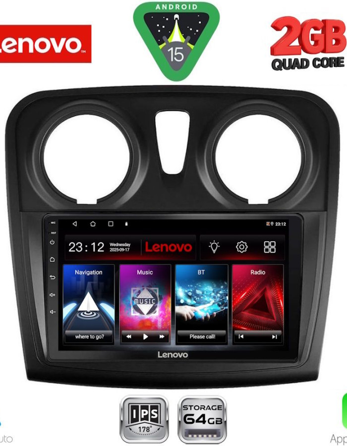 LENOVO LVD 2108_CPA (9inc) MULTIMEDIA TABLET for DACIA LOGAN – SANDERO mod. 2012-2019