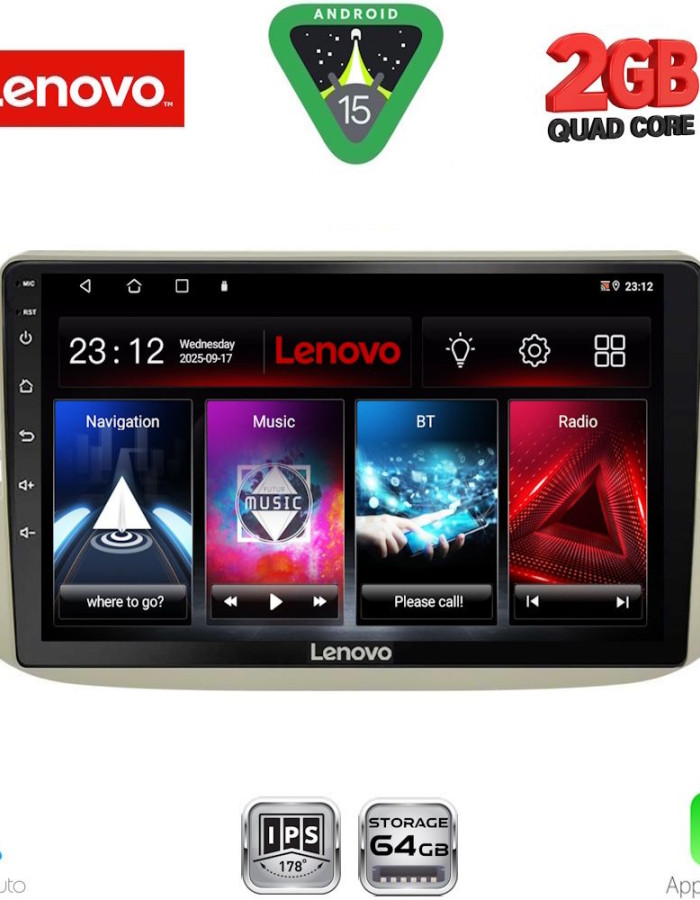 LENOVO LVD 2130BG_CPA (9inc) MULTIMEDIA TABLET for FIAT 500 mod. 2007-2015 (BEIGE)
