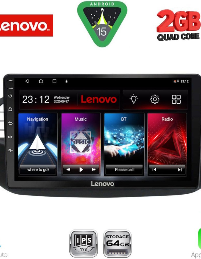 LENOVO LVD 2130BL_CPA (9inc) MULTIMEDIA TABLET for FIAT 500 mod. 2007-2015 (BLACK)
