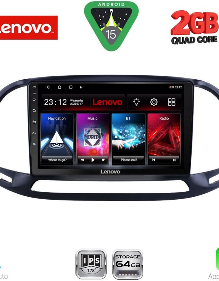 LENOVO LVD 2138_CPA (9inc) MULTIMEDIA TABLET for FIAT DOBLO – OPEL COMBO mod. 2015-2018