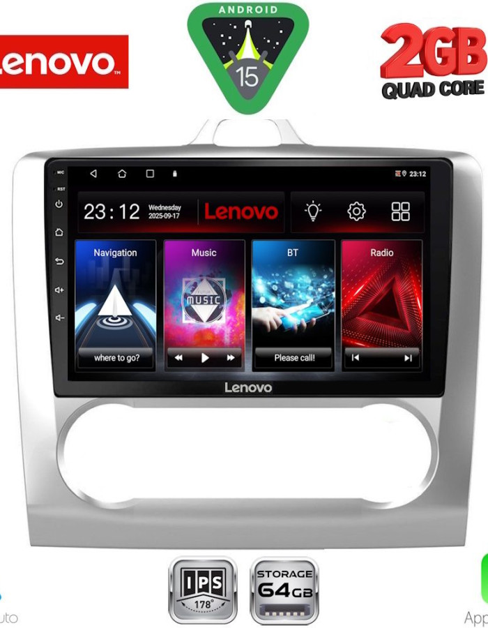 LENOVO LVD 2156SL_CPA CLIMA (9inc) MULTIMEDIA TABLET for FORD FOCUS mod. 2005-2012 (SILVER)
