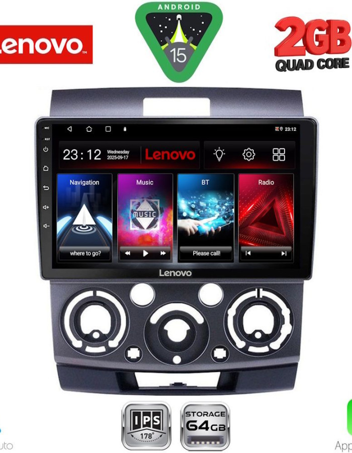 LENOVO LVD 2170_CPA (9inc) MULTIMEDIA TABLET for FORD RANGER | MAZDA BT50 mod. 2006-2011