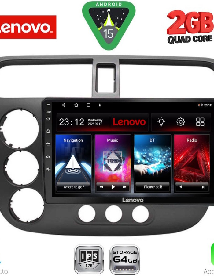 LENOVO LVD 2187_CPA (9inc) MULTIMEDIA TABLET for HONDA CIVIC 4D mod. 2001-2006