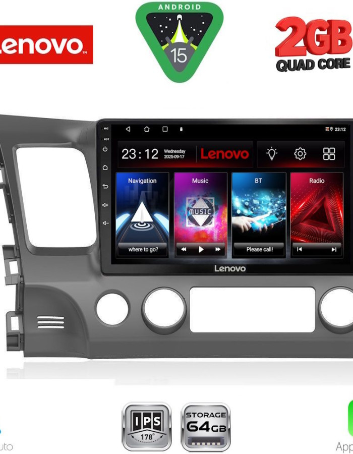 LENOVO LVD 2188_CPA (10inc) MULTIMEDIA TABLET for HONDA CIVIC 4D mod. 2006-2012
