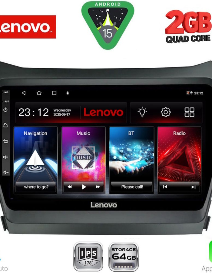 LENOVO LVD 2238_CPA (9inc) MULTIMEDIA TABLET for HYUNDAI IX45 - SANTA FE mod. 2013-2017