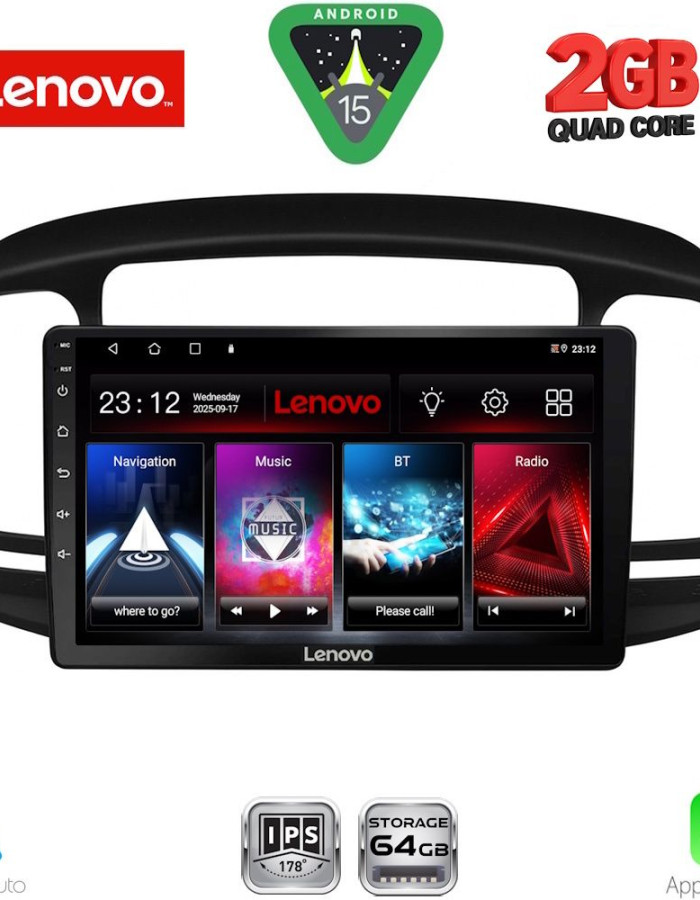 LENOVO LVD 2249BL_CPA (9inc) MULTIMEDIA TABLET for HYUNDAI ACCENT mod. 2005-2012  (BLACK)