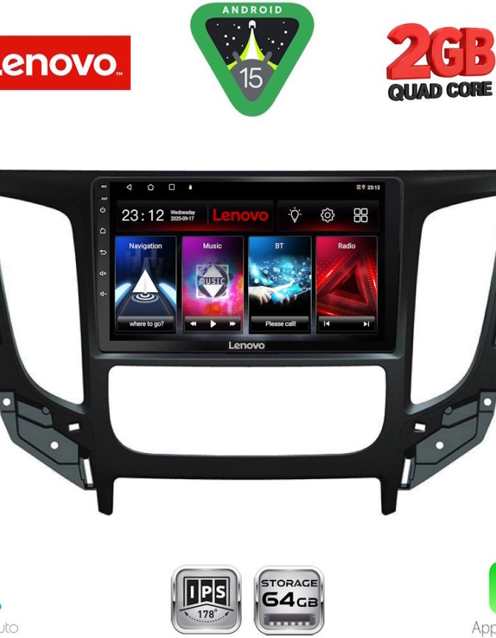 LENOVO LVD 2437_CPA CLIMA (9inc) MULTIMEDIA TABLET for MITSUBISHI L200 mod. 2015-2019 with CLIMA