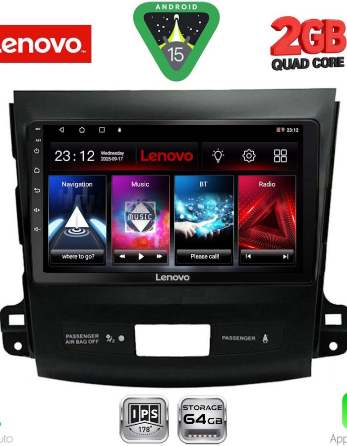 LENOVO LVD 2442_CPA (9inc) MULTIMEDIA TABLET for CITROEN C-CROSSER | MITSUBISHI OUTLANDER | PEUGEOT 4007  mod. 2006-2012