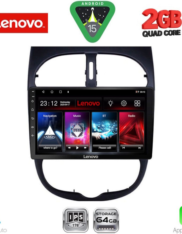 LENOVO LVD 2506_CPA (9inc) MULTIMEDIA TABLET for PEUGEOT 206 mod. 1998-2006