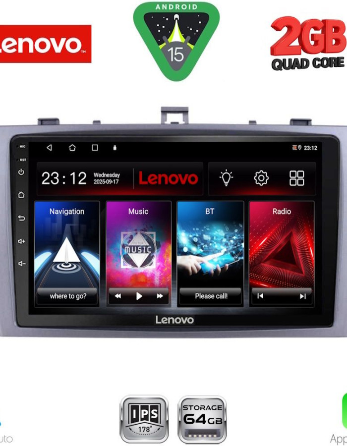 LENOVO LVD 2705SL_CPA (9inc) MULTIMEDIA TABLET for TOYOTA AVENSIS (T27) mod. 2009-2015 (SILVER)