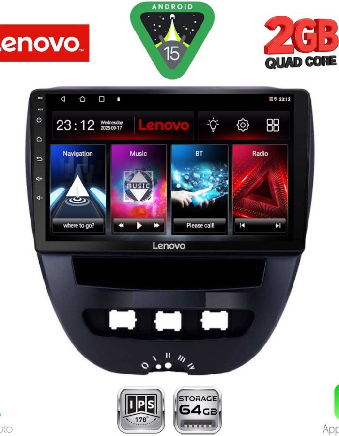LENOVO LVD 2707_CPA (10inc) MULTIMEDIA TABLET for CITROEN C1-PEUGEOT 107-TOYOTA AYGO mod. 2005-2014