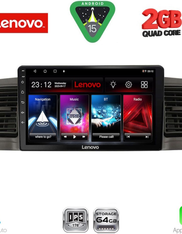 LENOVO LVD 2712BL_CPA (9inc) MULTIMEDIA TABLET for TOYOTA COROLLA mod. 2001-2006 (BLACK)