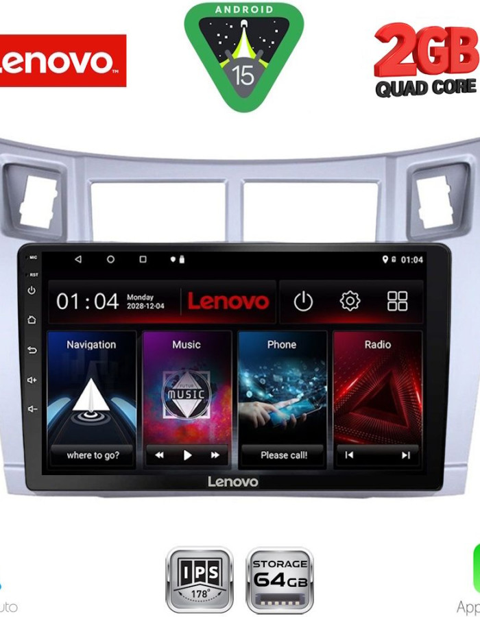 LENOVO LVD 2736SL_CPAA (9inc) MULTIMEDIA TABLET for TOYOTA YARIS mod. 2006-2011 (SILVER)