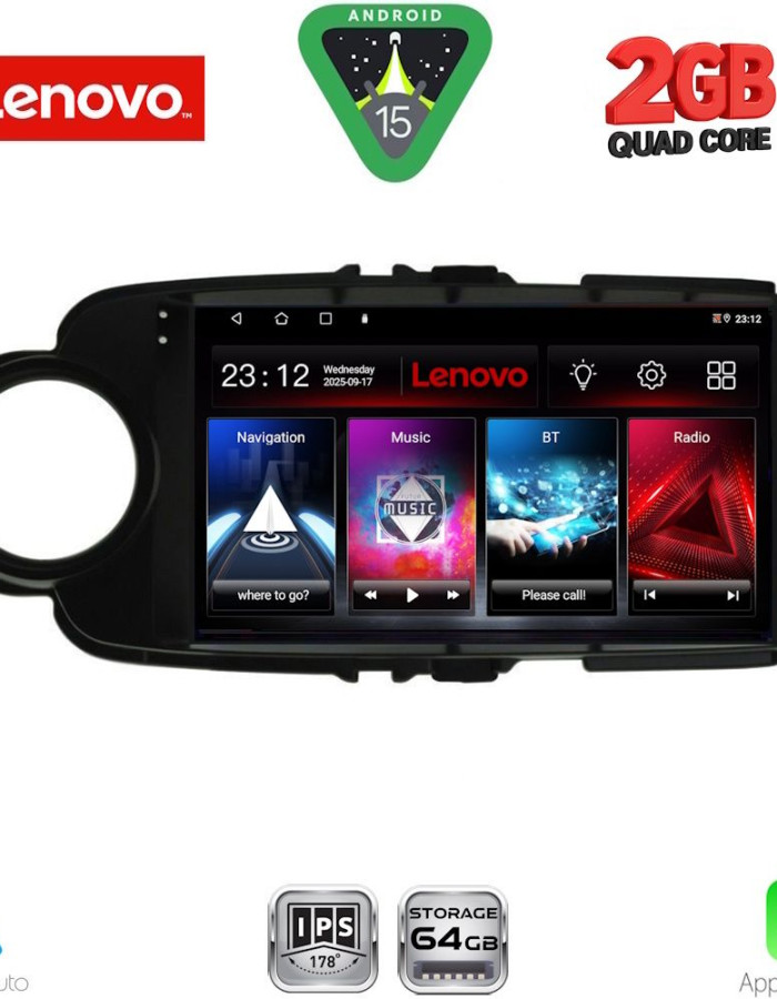 LENOVO LVD 2737BL_CPA (9inc) MULTIMEDIA TABLET for TOYOTA YARIS mod. 2011-2015 (BLACK)