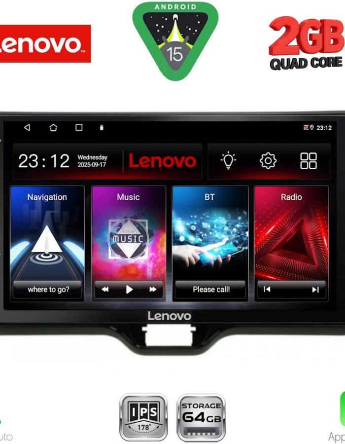 LENOVO LVD 2738_CPA (10inc) MULTIMEDIA TABLET for TOYOTA YARIS mod. 2020-2026 - MAZDA 2 mod. 2023-2026