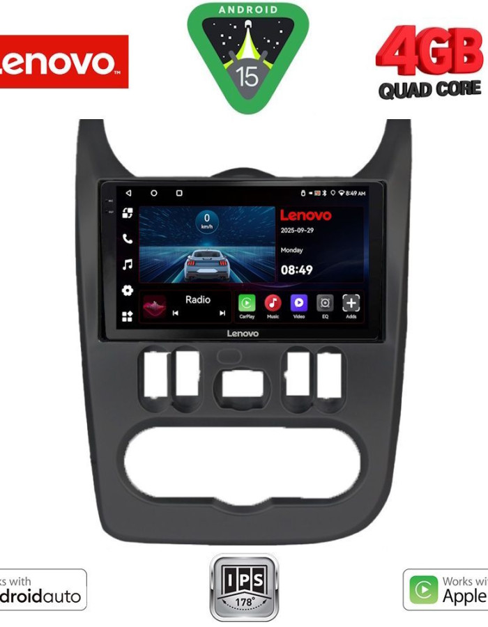 LENOVO LVE 8101BL_CPAA (9inc) MULTIMEDIA TABLET for DACIA DUSTER – LOGAN – SANDERO mod. 2006-2012  (BLACK)