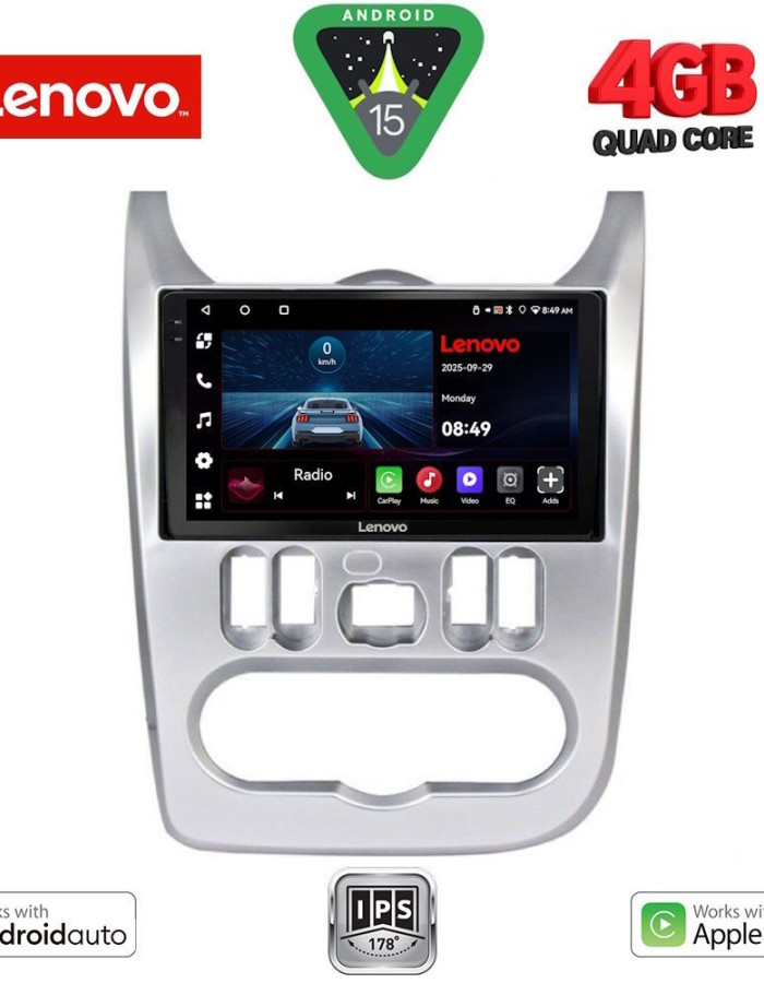 LENOVO LVE 8101SL_CPAA (9inc) MULTIMEDIA TABLET for DACIA DUSTER – LOGAN – SANDERO mod. 2006-2012  (SILVER)