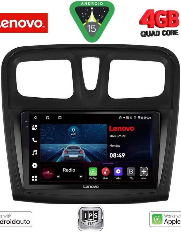 LENOVO LVE 8108SQ_CPAA (9inc) MULTIMEDIA TABLET for DACIA LOGAN – SANDERO mod. 2012-2019