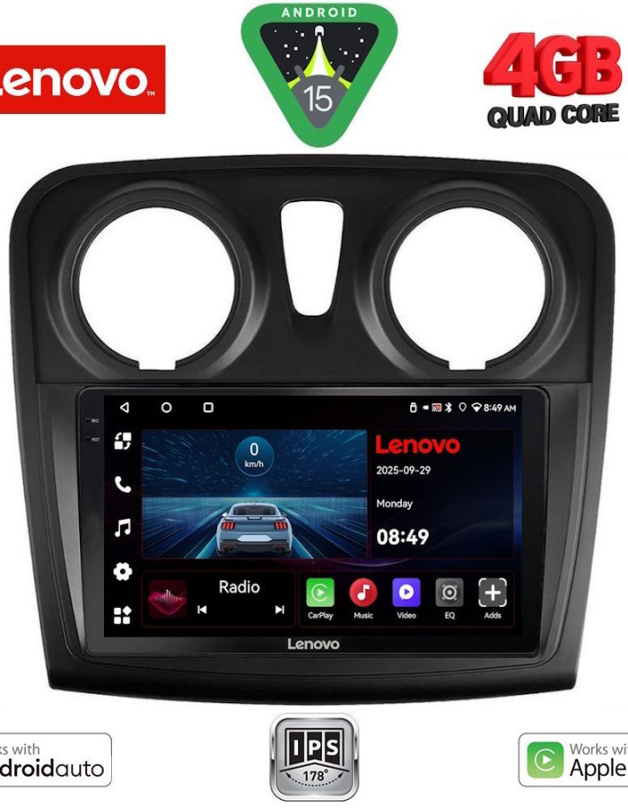 LENOVO LVE 8108_CPAA (9inc) MULTIMEDIA TABLET for DACIA LOGAN – SANDERO mod. 2012-2019