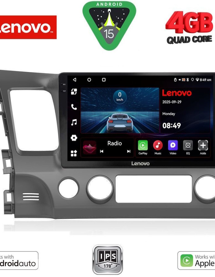 LENOVO LVE 8188_CPAA (10inc) MULTIMEDIA TABLET for HONDA CIVIC 4D mod. 2006-2012