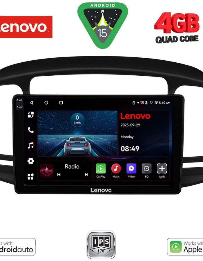 LENOVO LVE 8249BL_CPAA (9inc) MULTIMEDIA TABLET for HYUNDAI ACCENT mod. 2005-2012 (BLACK)