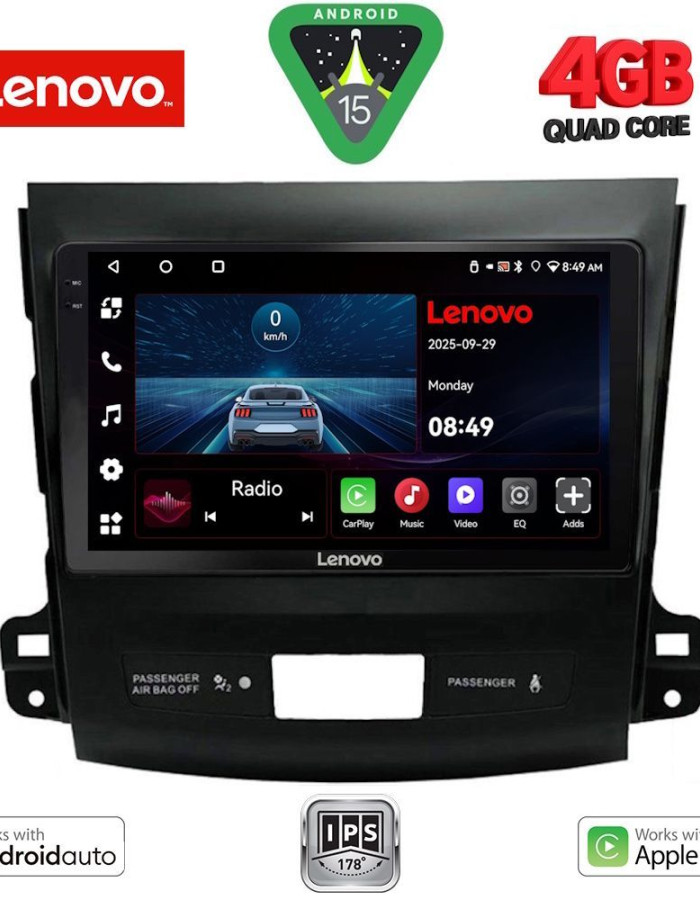 LENOVO LVE 8442_CPAA (9inc) MULTIMEDIA TABLET for CITROEN C-CROSSER | MITSUBISHI OUTLANDER | PEUGEOT 4007  mod. 2006-2012