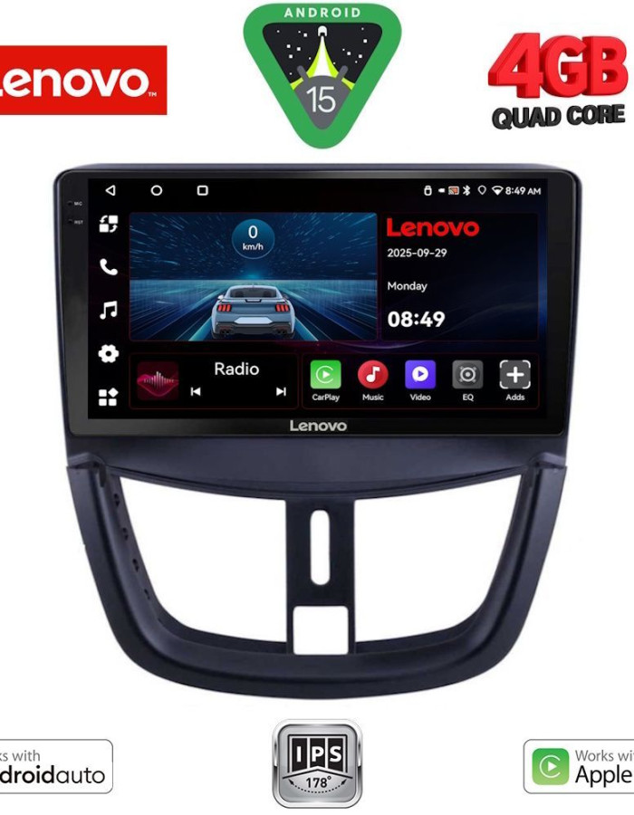 LENOVO LVE 8507_CPAA (9inc) MULTIMEDIA TABLET for PEUGEOT 207 mod. 2007-2014