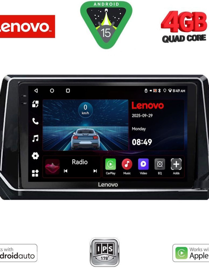 LENOVO LVE 8509_CPAA (9inc) MULTIMEDIA TABLET for PEUGEOT 208 - 2008 mod. 2021-2026