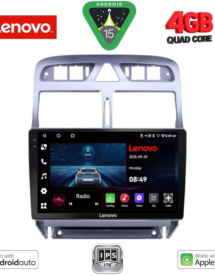 LENOVO LVE 8512_GPS (9inc) MULTIMEDIA TABLET for PEUGEOT 307 mod. 2001-2008