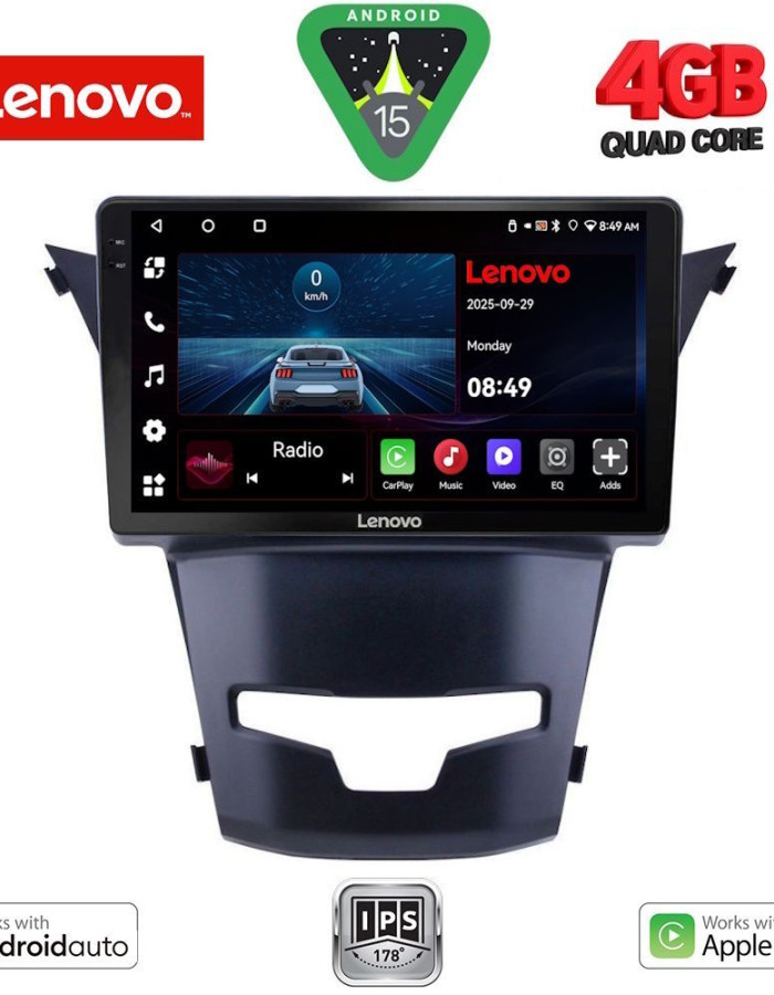 LENOVO LVE 8653_CPAA (9inc) MULTIMEDIA TABLET for SSANGYONG KORANDO mod. 2014-2019