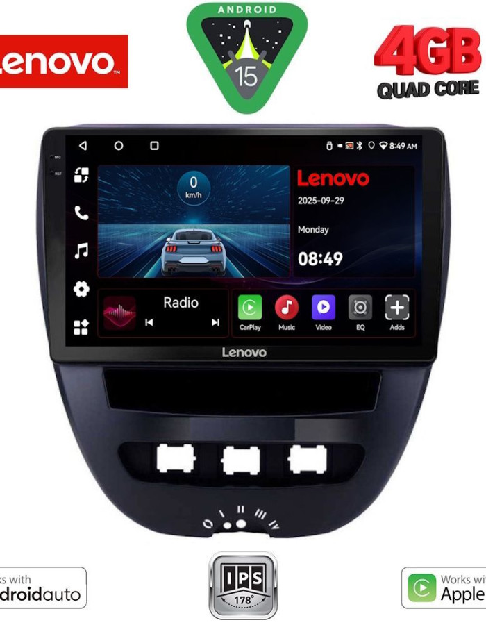 LENOVO LVE 8707_CPAA (10inc) MULTIMEDIA TABLET for CITROEN C1-PEUGEOT 107-TOYOTA AYGO mod. 2005-2014