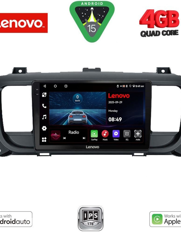 LENOVO LVE 8729_CPAA (9inc) MULTIMEDIA TABLET for CITROEN JUMPY-SPACETOURER – PEUGEOT EXPERT-TRAVELLER – TOYOTA PROACE mod. 2016-2026