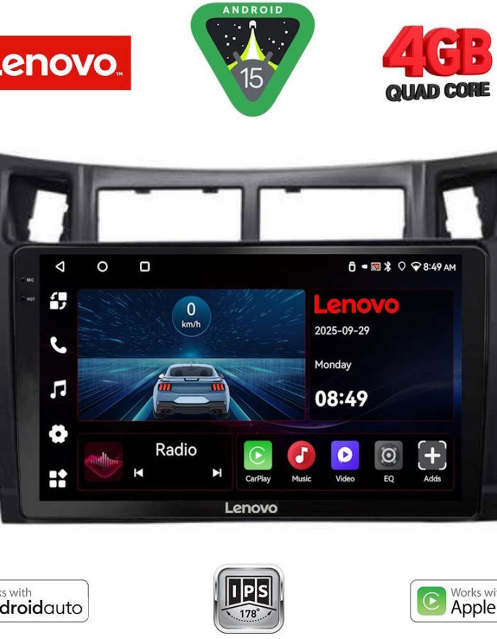 LENOVO LVE 8736BL_CPAA (9inc) MULTIMEDIA TABLET for TOYOTA YARIS mod. 2006-2011 (BLACK)