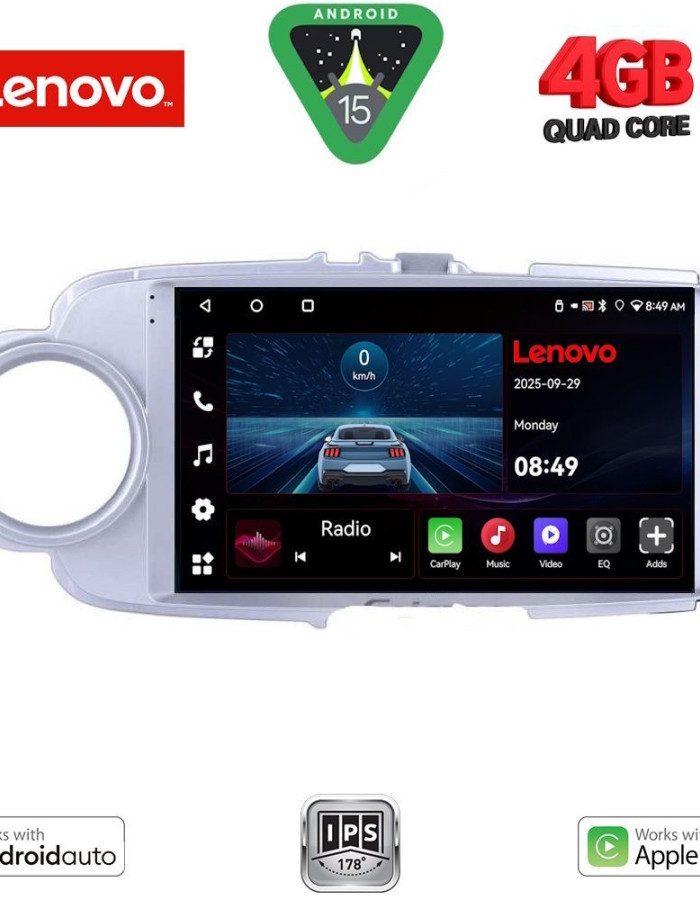LENOVO LVE 8737SL_CPAA (9inc) MULTIMEDIA TABLET for TOYOTA YARIS mod. 2011-2015  (SILVER)