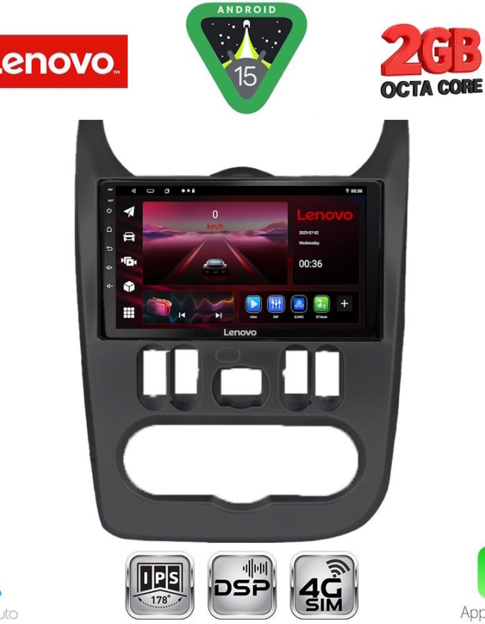 LENOVO LVF 5101BL_CPA (9inc) MULTIMEDIA TABLET for DACIA DUSTER – LOGAN – SANDERO mod. 2006-2012 (BLACK)