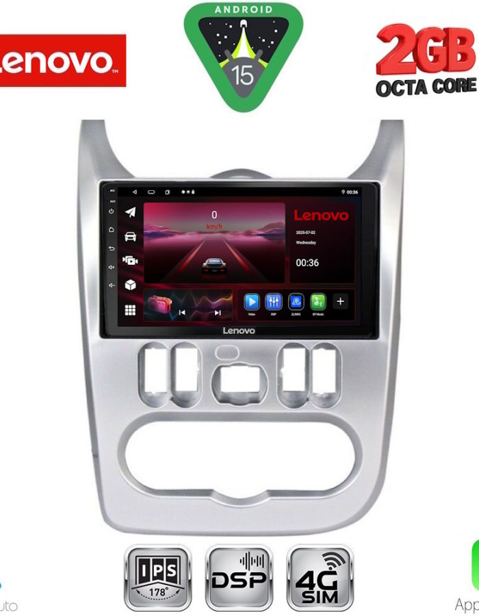 LENOVO LVF 5101SL_CPA (9inc) MULTIMEDIA TABLET for DACIA DUSTER – LOGAN – SANDERO mod. 2006-2012 (SILVER)