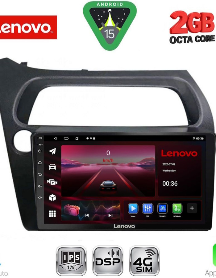 LENOVO LVF 5189_CPA (9inc) MULTIMEDIA TABLET for HONDA CIVIC 3D-5D mod. 2006-2012