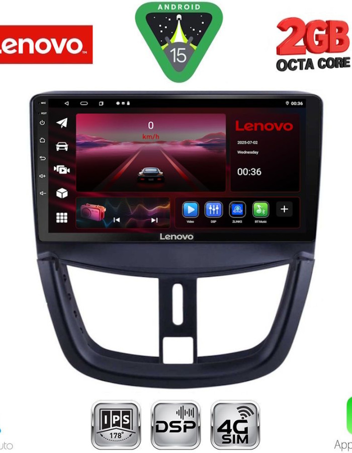 LENOVO LVF 5507_CPA (9inc) MULTIMEDIA TABLET for PEUGEOT 207 mod. 2007-2014