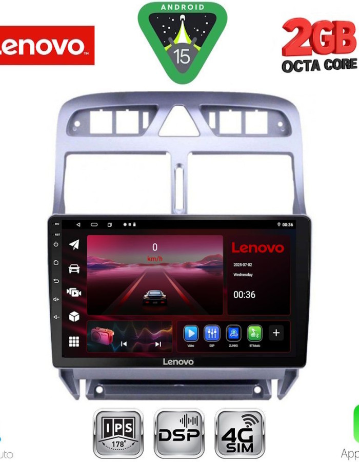 LENOVO LVF 5512_GPS (9inc) MULTIMEDIA TABLET for PEUGEOT 307 mod. 2001-2008